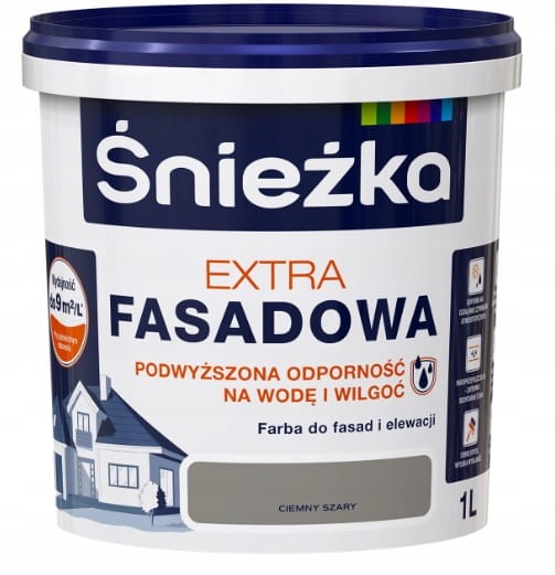 Farba Śnieżka Extra Fasadowa CIEMNY SZARY 1L