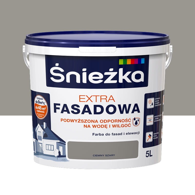 Farba Śnieżka Extra Fasadowa CIEMNY SZARY 5L