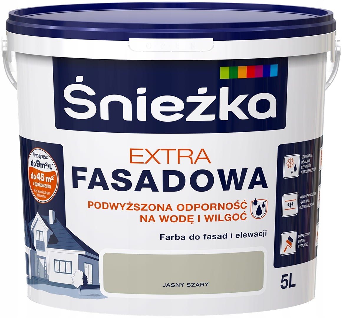 Farba Śnieżka Extra Fasadowa JASNY SZARY 5L