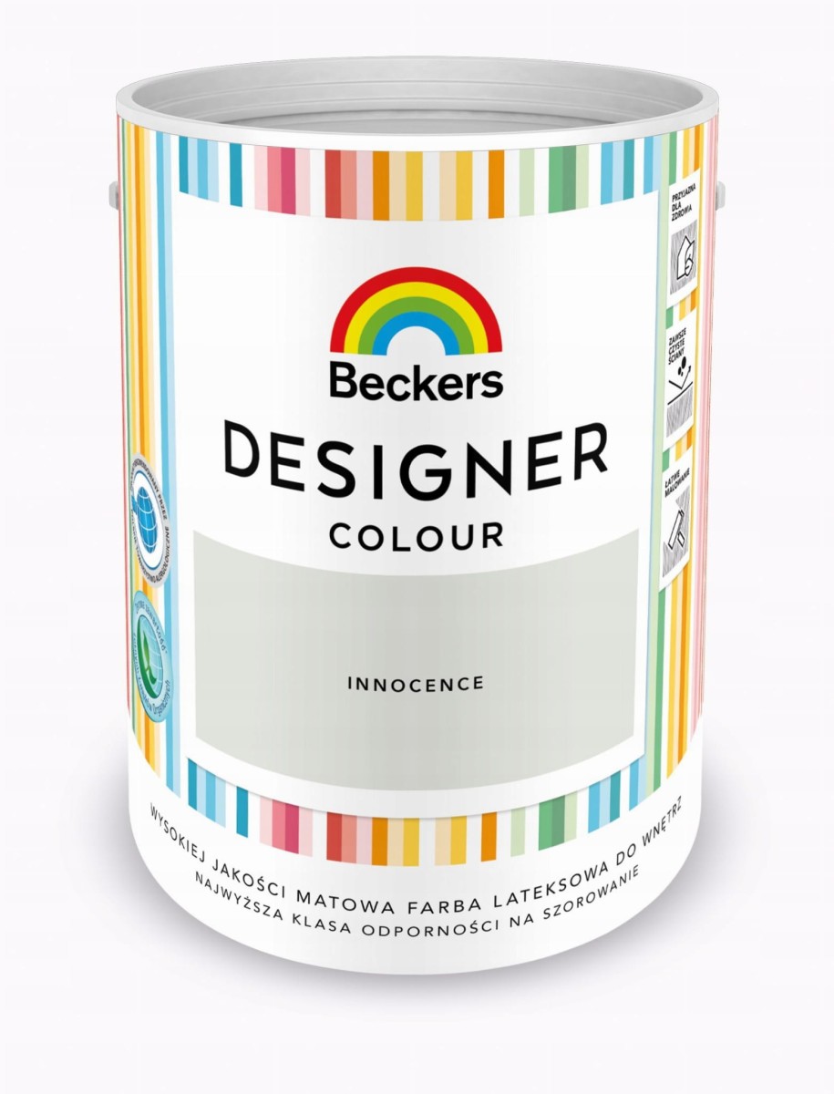 Farba plamoodporna Beckers Designer szaro-biała Innocence 5 l