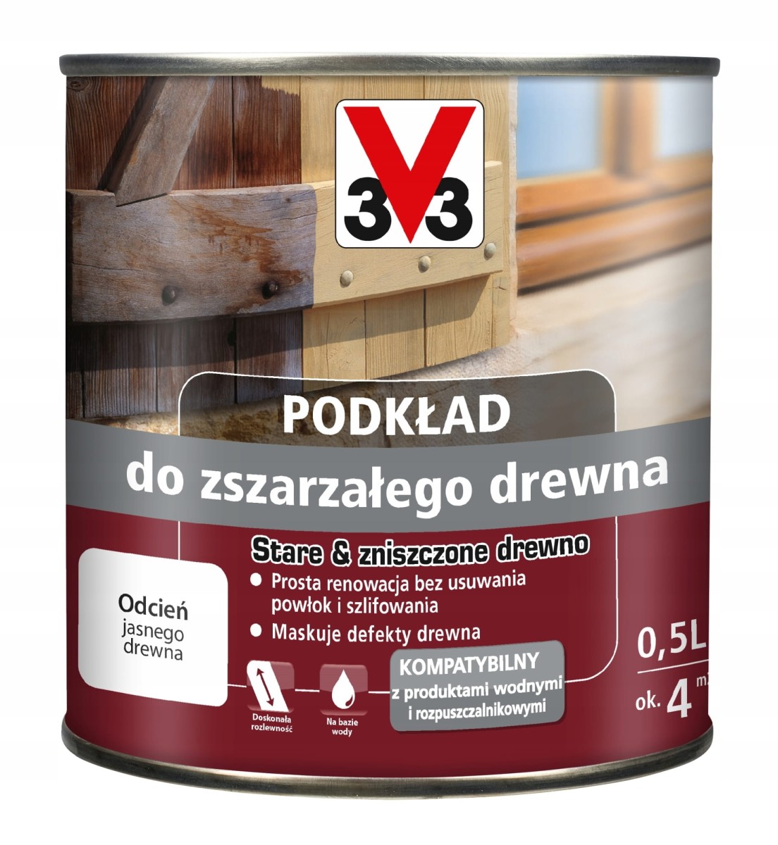 V33 Podkład do zszarzałego drewna 0,5L