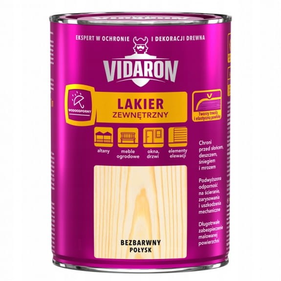 VIDARON Lakier zewnętrzny do drewna 0,75L POŁYSK