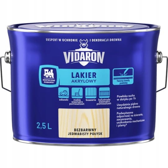 VIDARON Lakier akrylowy do drewna 2,5l POŁYSK +