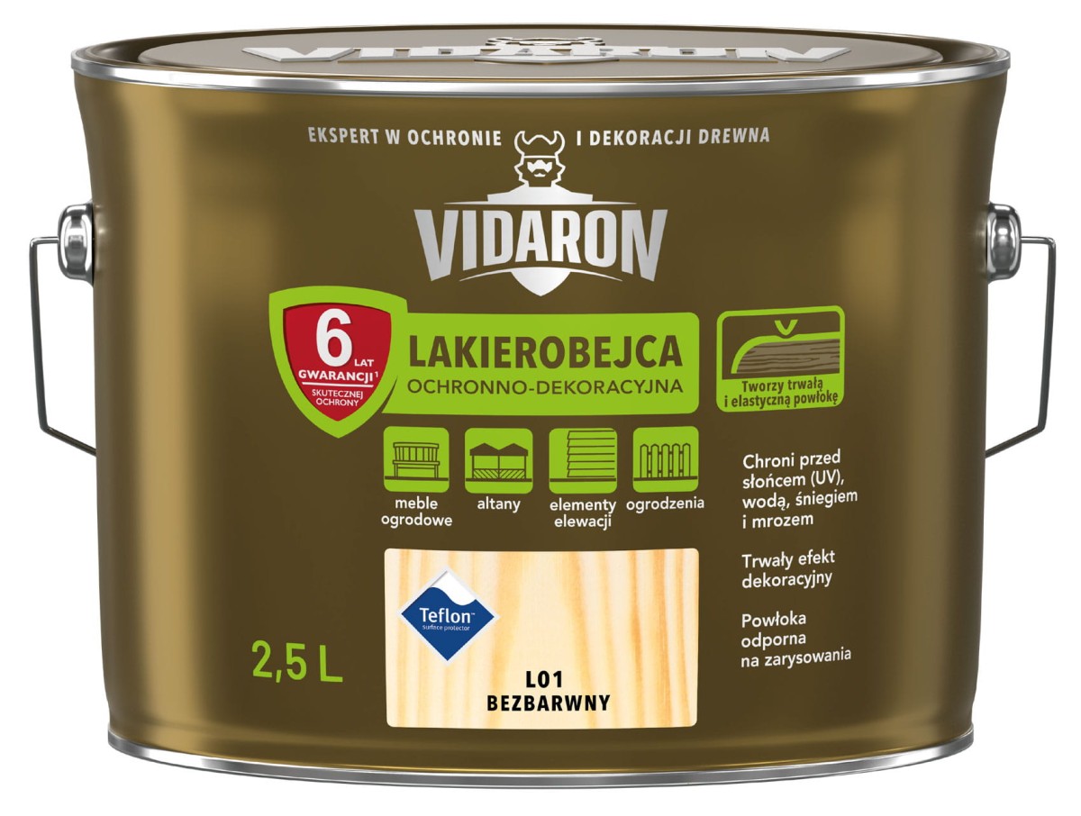 VIDARON Lakierobejca ochronno-dekoracyjna bezbarwna L01 2,5L