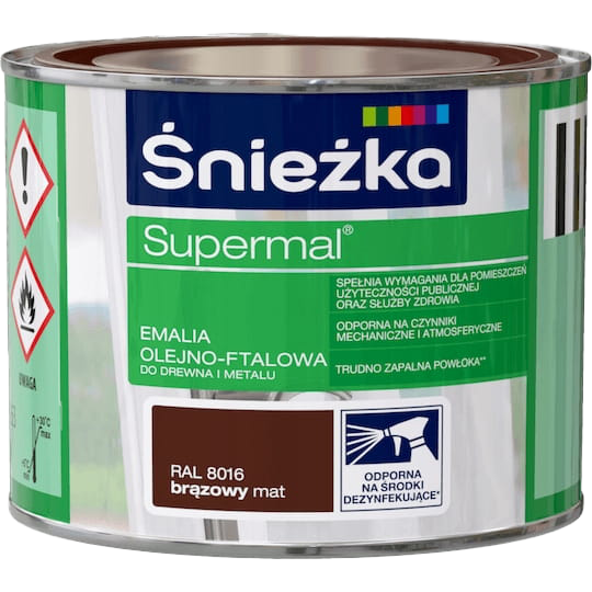 Śnieżka Supermal Emalia 0,2l Brązowy Mat RAL 8016