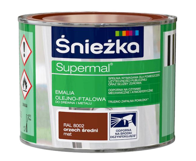 Śnieżka Supermal Emalia 0,2l Orzech Średni Mat RAL 8002