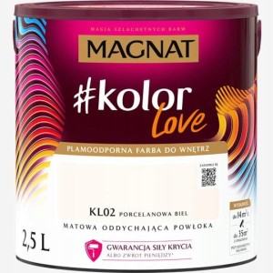 Farba lateksowa plamoodporna Magnat kolorLove porcelanowa biel KL02 2,5L