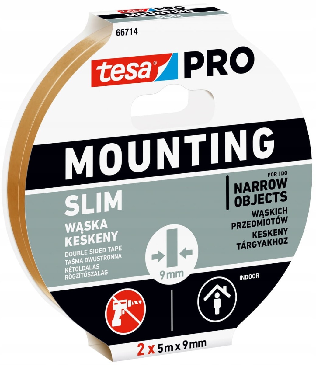TESA Pro Taśma montażowa do listw led Mounting Slim 2x(5m x 9mm)