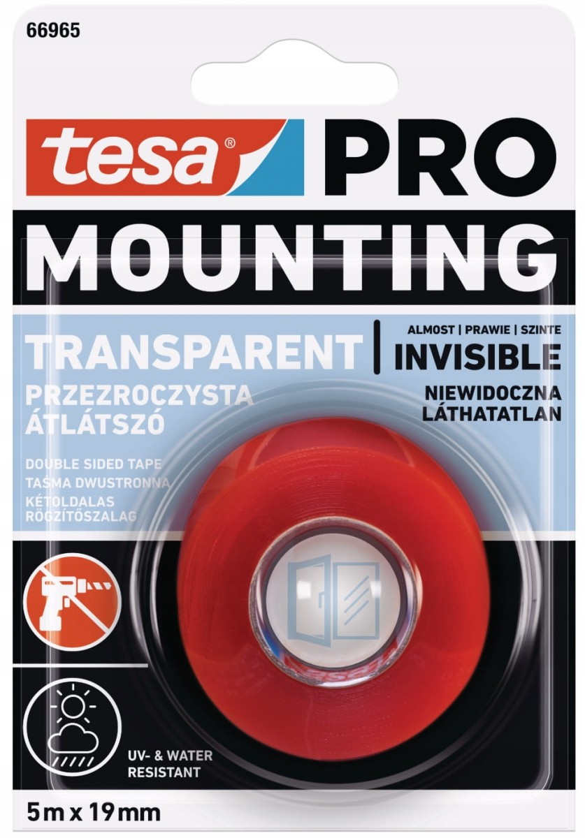 TESA Pro Taśma montażowa przezroczysta Mounting 1,5m x 19mm