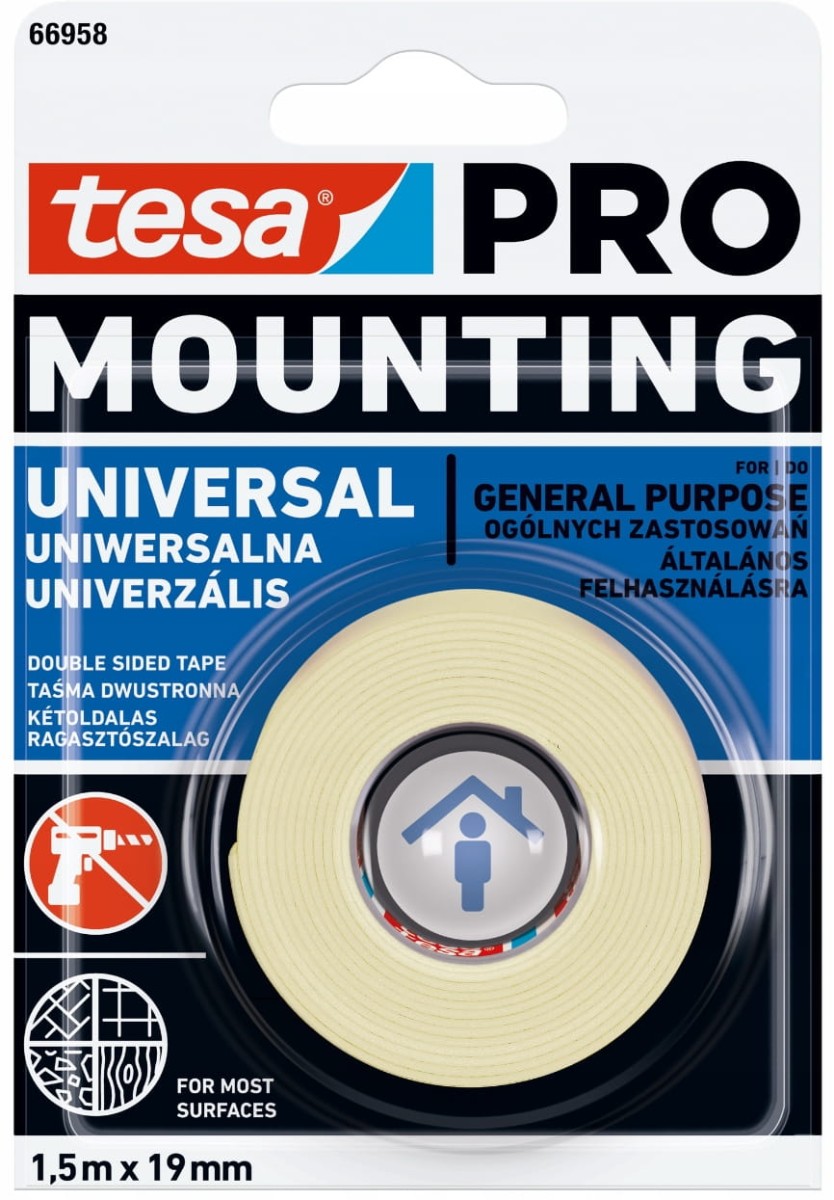 TESA Pro Taśma piankowa montażowa uniwersalna Mounting 1,5m x 19mm