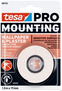TESA Pro Taśma dwustronna montażowa Mounting do tapet 1,5m x 19mm