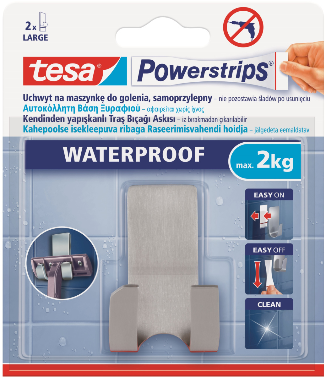 TESA PowerStrips Haczyk uchwyt na maszynkę samoprzylepny wodoodporny do 2kg