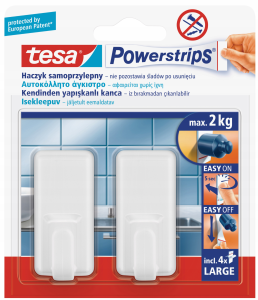 TESA PowerStrips Haczyki samoprzylepne prostokątne białe 2szt. do 2kg
