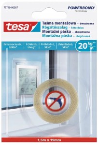TESA PowerBond Taśma montażowa dwustronna do szkła 1,5m x 19mm do 20kg/m