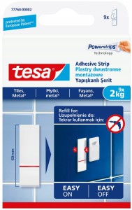 TESA PowerStrips Plastry montażowe do płytek i metalu białe 9szt. do 2kg