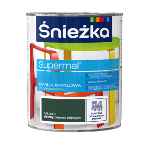 ŚNIEŻKA Eko Supermal Emalia Akrylowa Zielony Ciemny RAL 6005 Półpołysk 0,8l