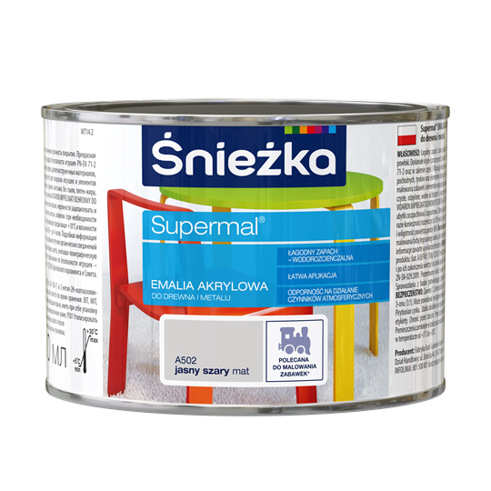 Śnieżka Eko Supermal Emalia Akrylowa 0,4l Szary Jasny Mat A502