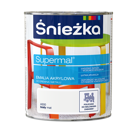 Śnieżka Eko Supermal Emalia Akrylowa 0,8l Biały Mat A500