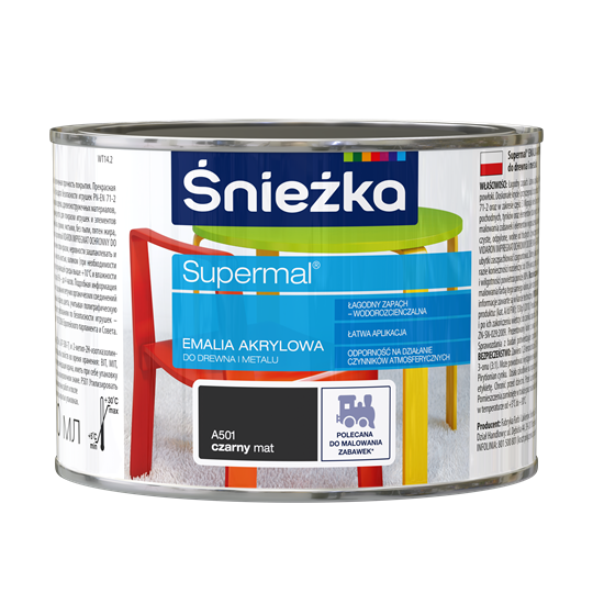 Śnieżka Eko Supermal Emalia Akrylowa 0,4l Czarny Mat A501