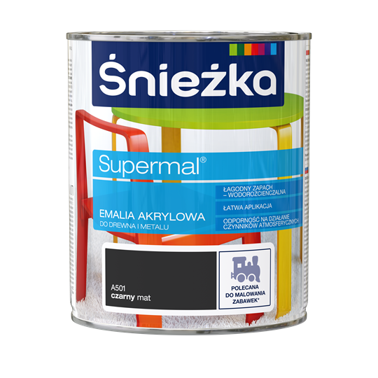 Śnieżka Eko Supermal Emalia Akrylowa 0,8l Czarny Mat A501