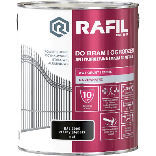 RAFIL Do Bram i Ogrodzeń 3L Czarny RAL 9005 MAT