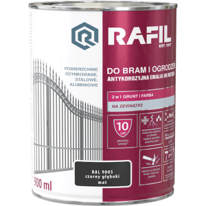 RAFIL Do Bram i Ogrodzeń 0,9L Czarny RAL 9005 MAT