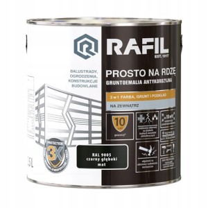 Farba RAFIL Prosto na Rdzę czarny głęboki RAL 9005 mat 2,5l