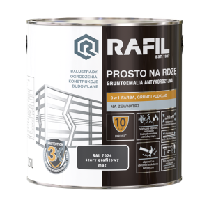 Farba RAFIL Prosto na Rdzę szary grafitowy RAL 7024 mat 2,5l