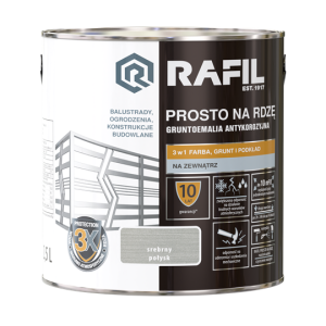 Farba RAFIL Prosto na Rdzę srebrny połysk 2,5l