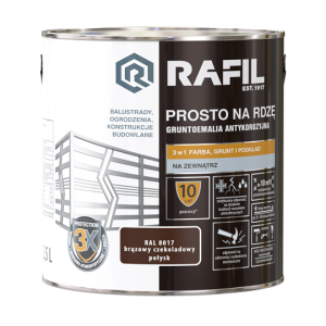 Farba RAFIL Prosto na Rdzę brązowy czekoladowy RAL 8017 połysk 2,5l