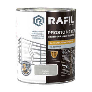 Farba RAFIL Prosto na Rdzę srebrny połysk 0,75L