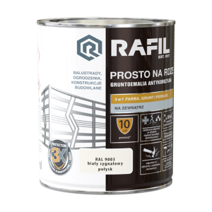 Farba RAFIL Prosto na Rdzę biały sygnałowy RAL 9003 połysk 0,75l