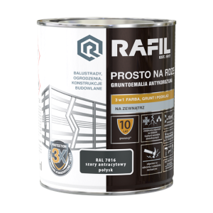 Farba RAFIL Prosto na Rdzę szary antracytowy RAL 7016 połysk 0,75l