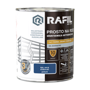 Farba RAFIL Prosto na Rdzę niebieski RAL 5010 połysk 0,75l