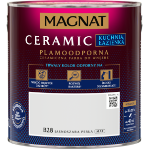 MAGNAT Ceramic Farba plamoodporna Kuchnia Łazienka B28 jasnoszara perła 2,5L