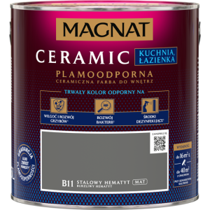 MAGNAT Ceramic Farba plamoodporna Kuchnia Łazienka grafitowoszara B11 stalowy hematyt mat 2,5L