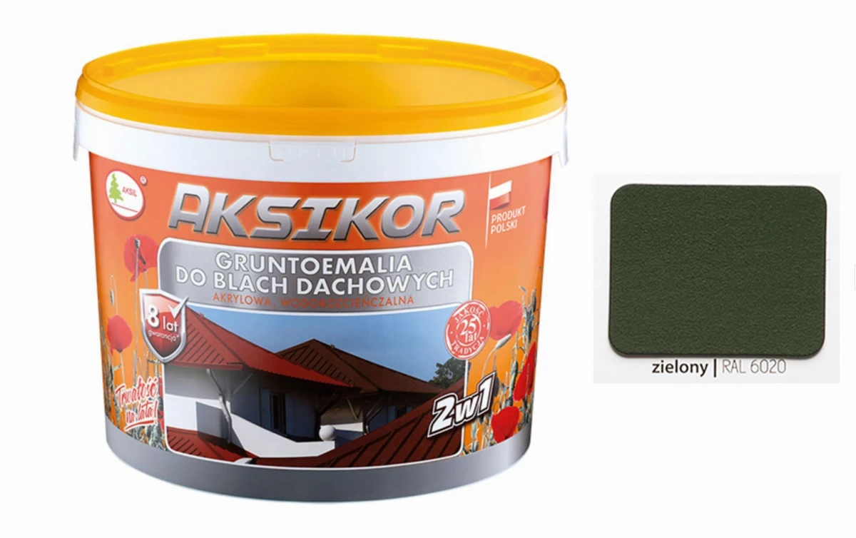 AKSIL Aksikor farba na dach 2w1 Zielony RAL 6020 10L