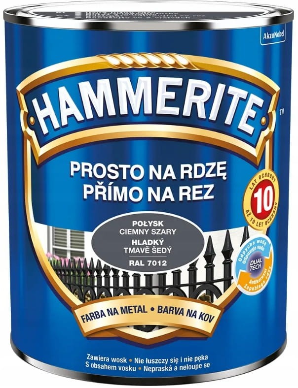 Farba Hammerite Prosto Na Rdzę ciemny szary połysk 0,7L