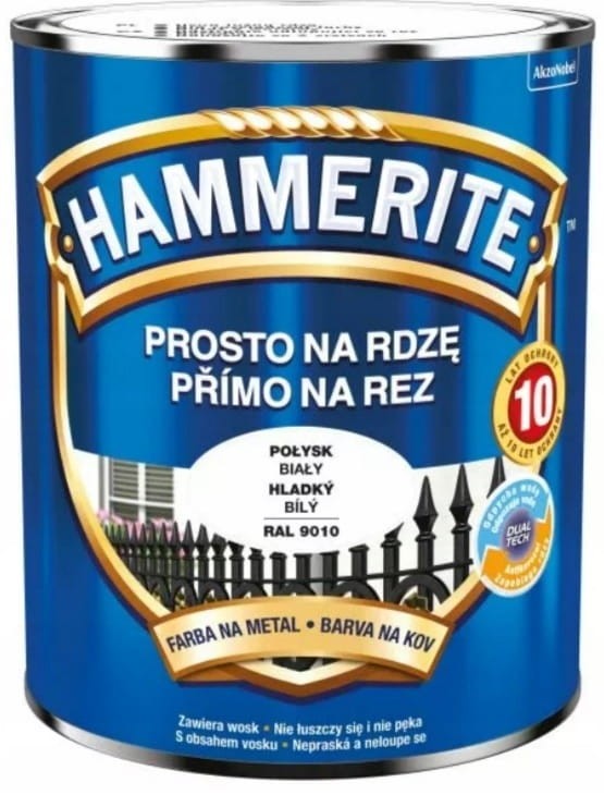 HAMMERITE Prosto na Rdzę 0,7L Biały Połysk &&&