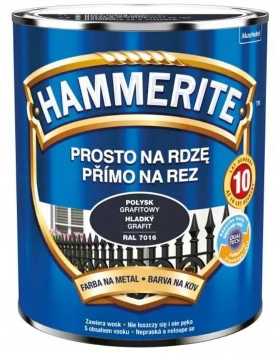 Farba Hammerite Prosto Na Rdzę grafitowy połysk 0,7L