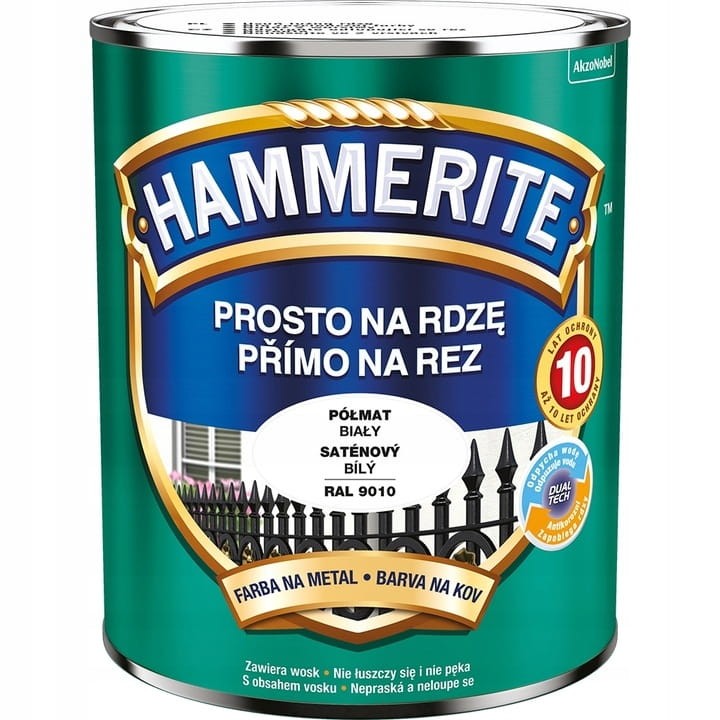 HAMMERITE Prosto na Rdzę 0,7L Biały półmat