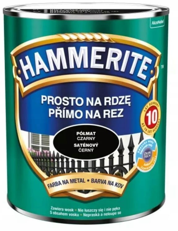 HAMMERITE Prosto na Rdzę 0,7L Czarny półmat