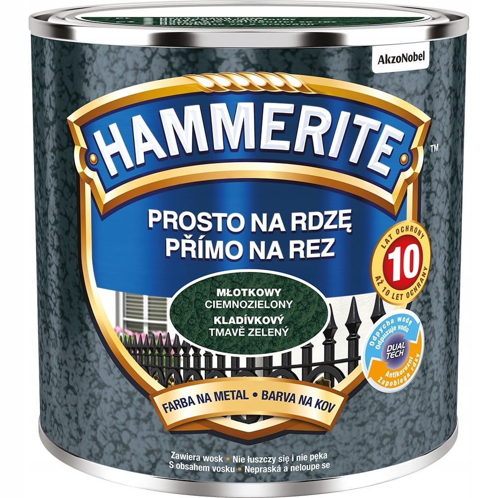 HAMMERITE Prosto na Rdzę 0,25L Ciemnozielony młotkowy