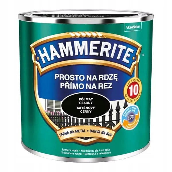 HAMMERITE Prosto na Rdzę 0,25L Czarny półmat