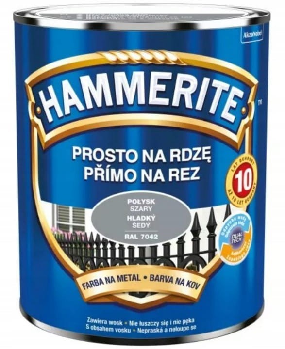 Farba Hammerite Prosto Na Rdzę szary połysk 0,7L
