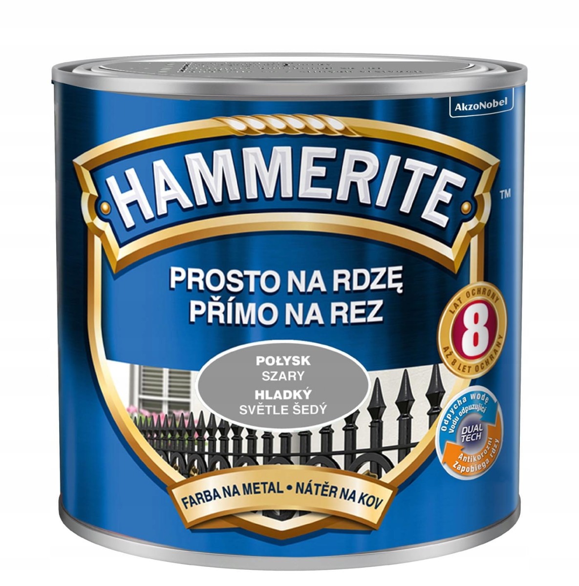 Farba Hammerite Prosto Na Rdzę szary połysk 0,25L