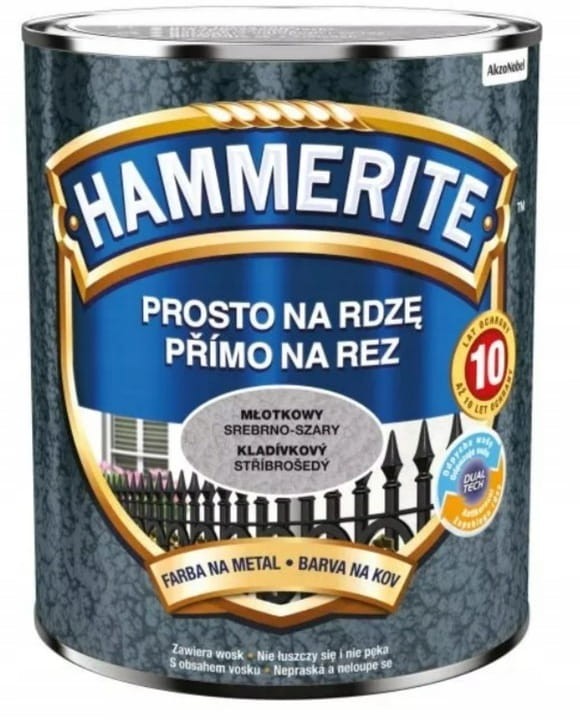 HAMMERITE Prosto na Rdzę 0,7L Srebrno szary młotkowy