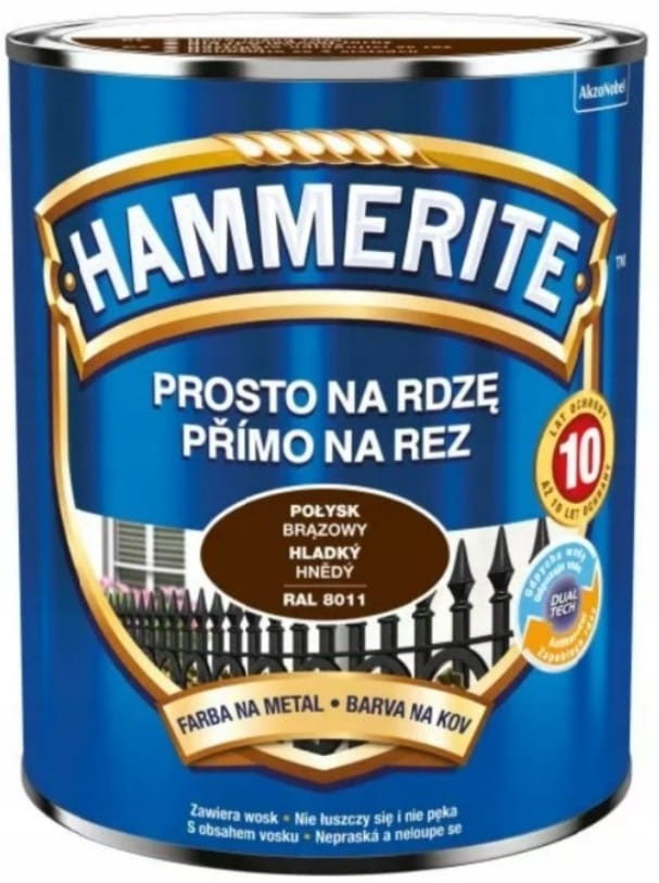 Farba Hammerite Prosto Na Rdzę brązowy połysk 0,7L