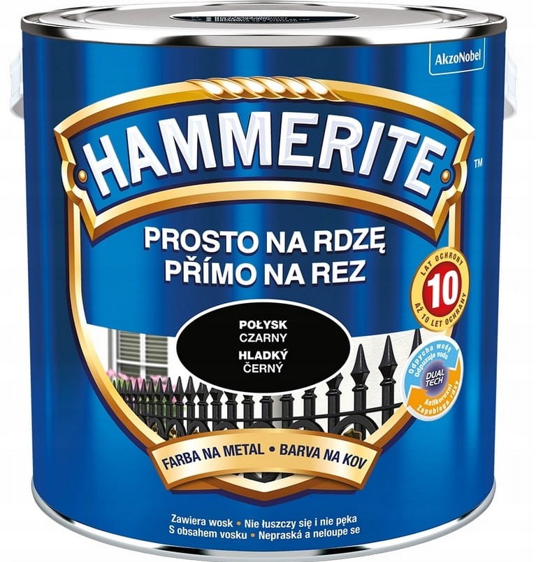 Farba Hammerite Prosto Na Rdzę czarny połysk 2,5L