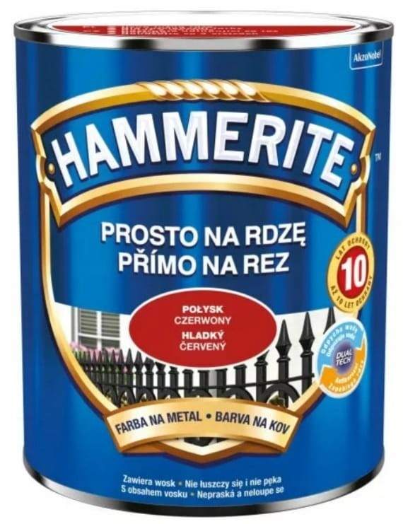 HAMMERITE Prosto na Rdzę 0,7L Czerwony połysk